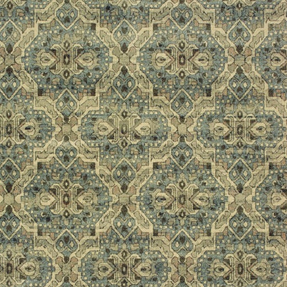 5' X 8' Ivory And Blue Geometric Area Rug