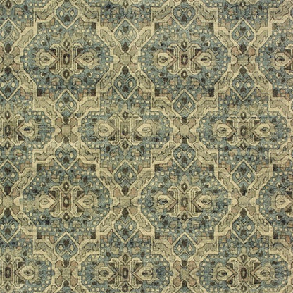 5' X 8' Ivory And Blue Geometric Area Rug