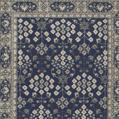 10' X 13' Navy And Gray Floral Ditsy Area Rug
