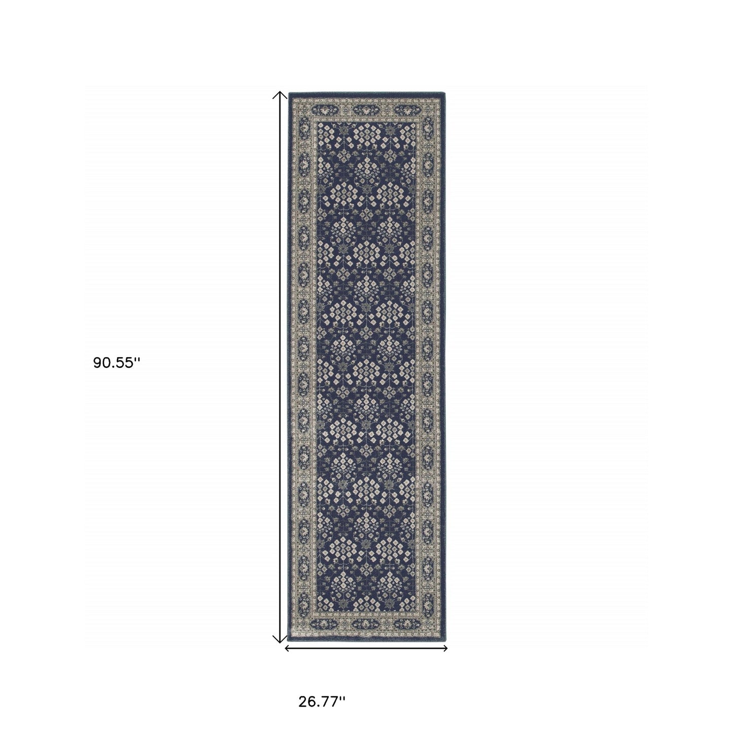 7' X 10' Navy And Gray Floral Ditsy Area Rug