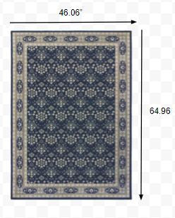 7' X 10' Navy And Gray Floral Ditsy Area Rug