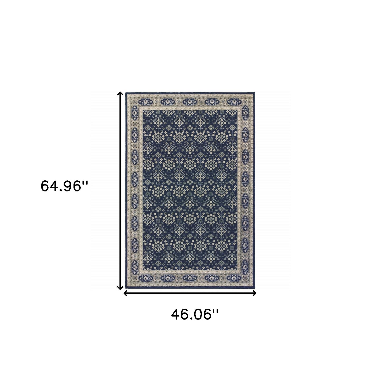 7' X 10' Navy And Gray Floral Ditsy Area Rug