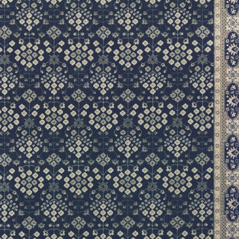 10' X 13' Navy And Gray Floral Ditsy Area Rug