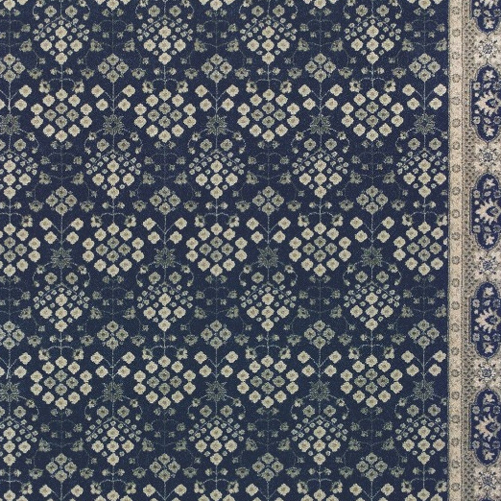 7' X 10' Navy And Gray Floral Ditsy Area Rug