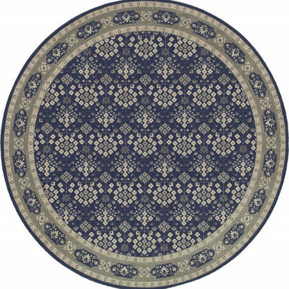 10' X 13' Navy And Gray Floral Ditsy Area Rug
