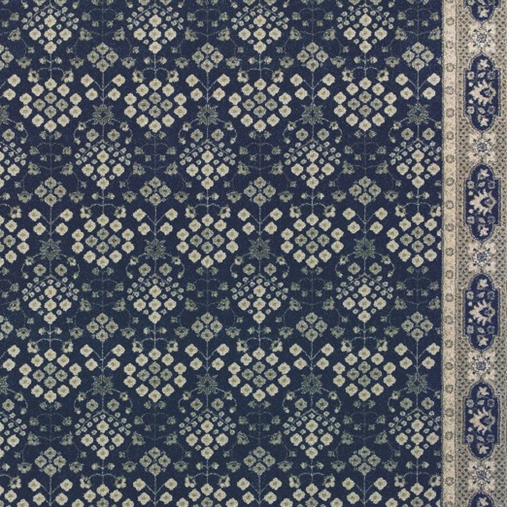 10’X13’ Navy And Gray Floral Ditsy Area Rug