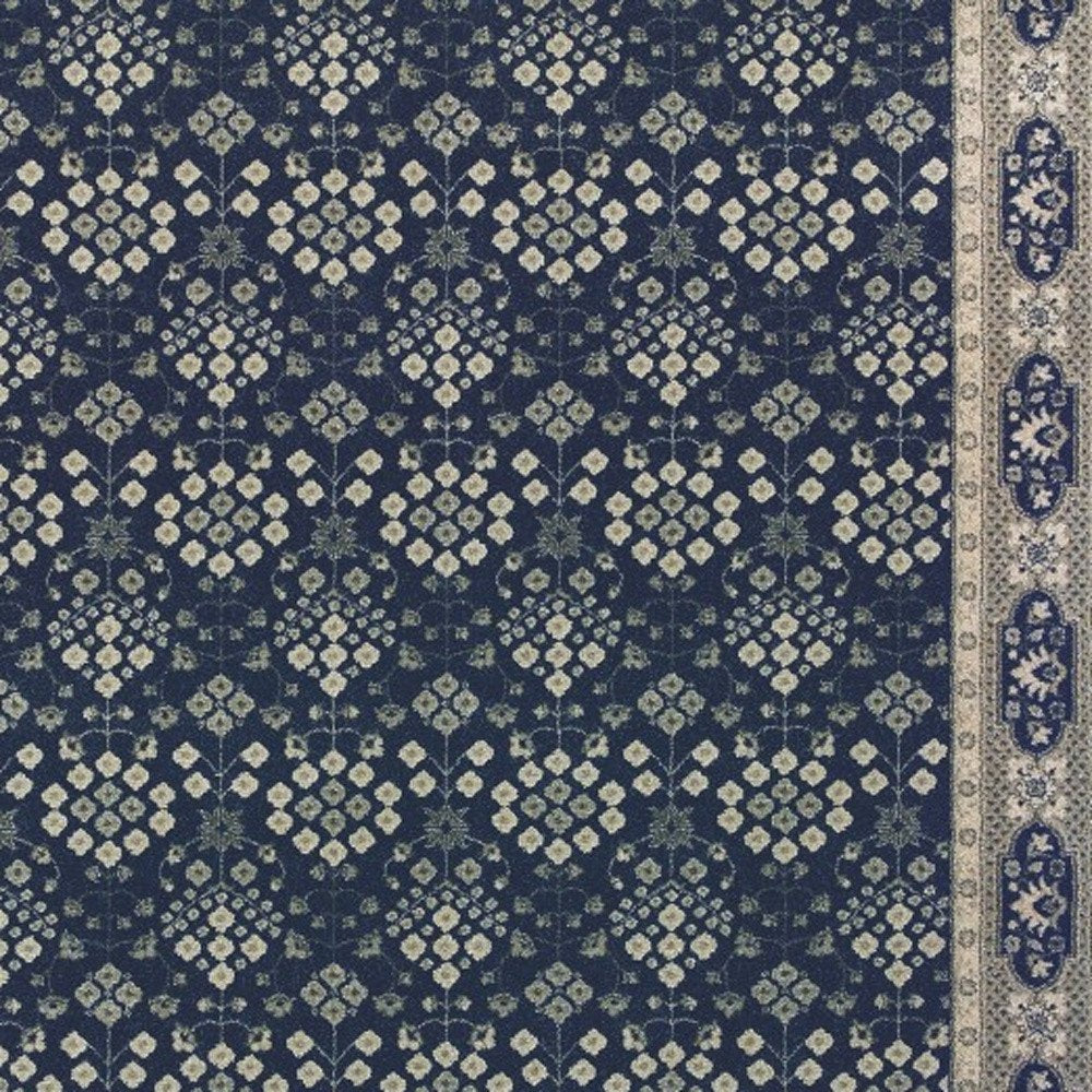 10' X 13' Navy And Gray Floral Ditsy Area Rug