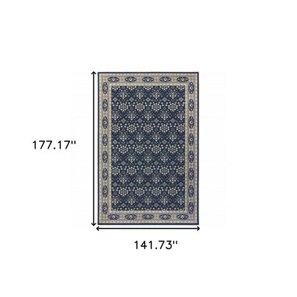 10' X 13' Navy And Gray Floral Ditsy Area Rug