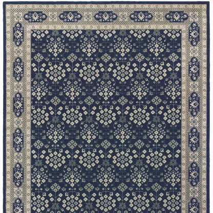 10' X 13' Navy And Gray Floral Ditsy Area Rug