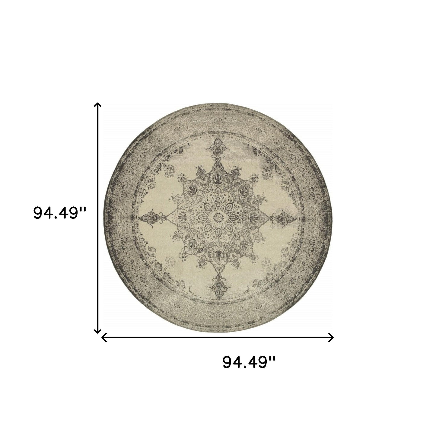 4' X 6' Ivory And Gray Pale Medallion Area Rug