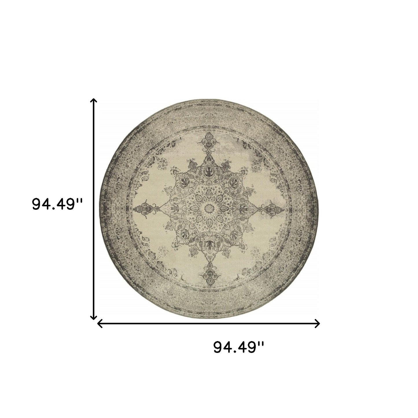 4’X6’ Ivory And Gray Pale Medallion Area Rug