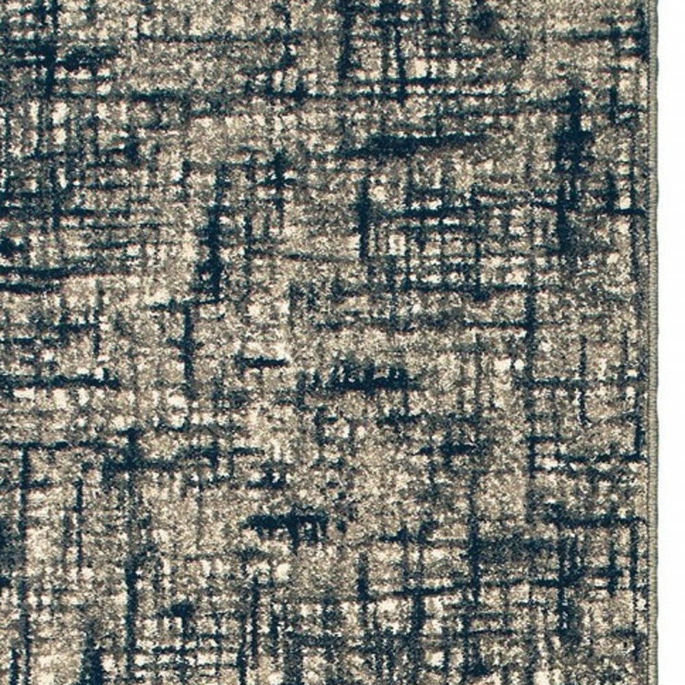 2' X 8' Gray And Navy Abstract Runner Rug