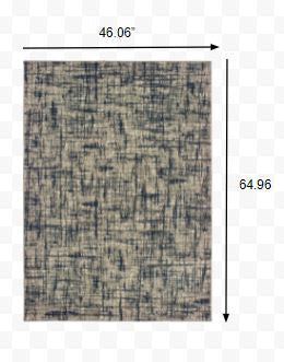 2' X 8' Gray And Navy Abstract Runner Rug