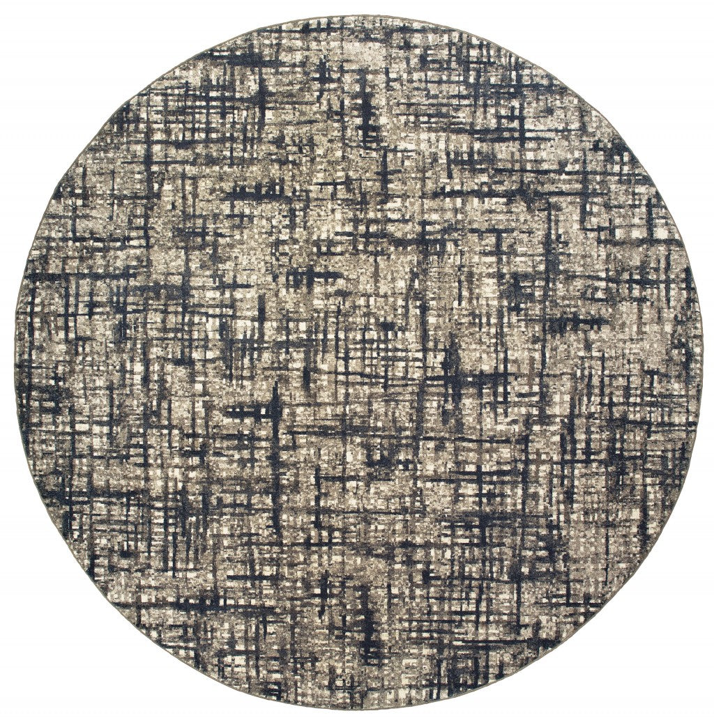 2' X 8' Gray And Navy Abstract Runner Rug