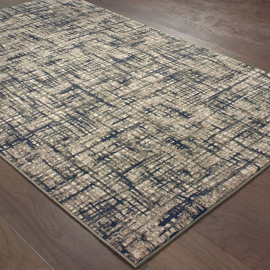 10' X 13' Gray And Navy Abstract Area Rug