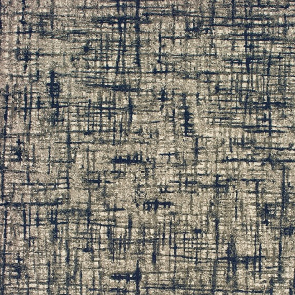 2' X 8' Gray And Navy Abstract Runner Rug