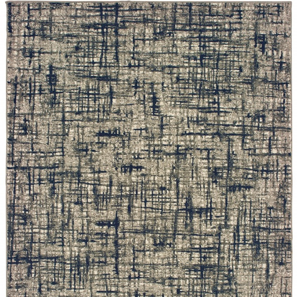 2' X 8' Gray And Navy Abstract Runner Rug