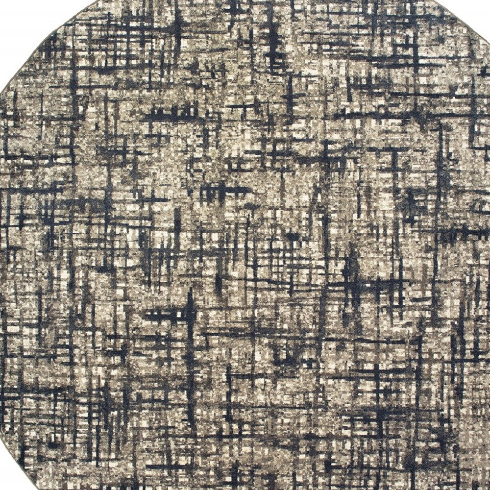 2' X 8' Gray And Navy Abstract Runner Rug