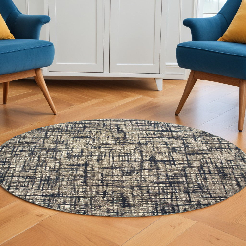 2' X 8' Gray And Navy Abstract Runner Rug