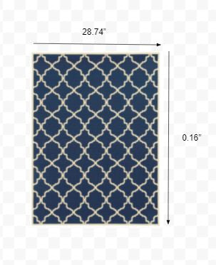 2' X 4' Blue and Ivory Indoor Outdoor Area Rug