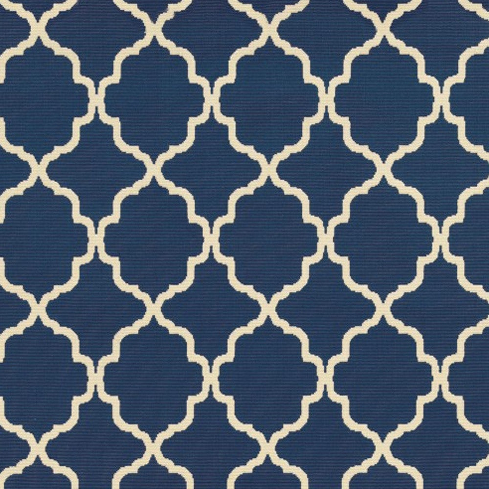 2' X 4' Blue and Ivory Indoor Outdoor Area Rug