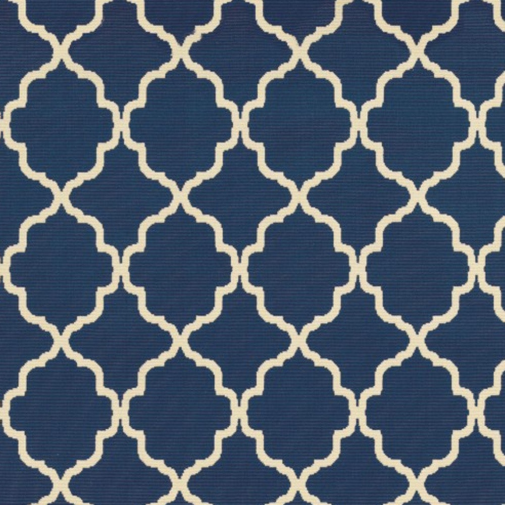 2' X 4' Blue and Ivory Indoor Outdoor Area Rug