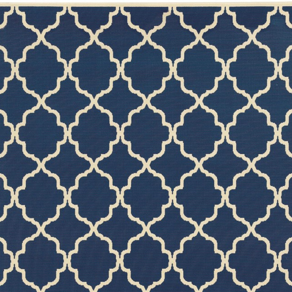 2' X 4' Blue and Ivory Indoor Outdoor Area Rug