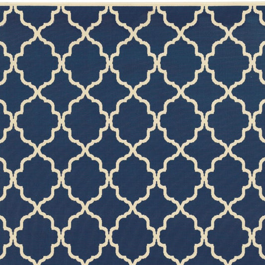 2' X 4' Blue and Ivory Indoor Outdoor Area Rug