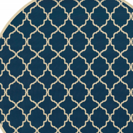 Blue and Ivory Indoor Outdoor Area Rug