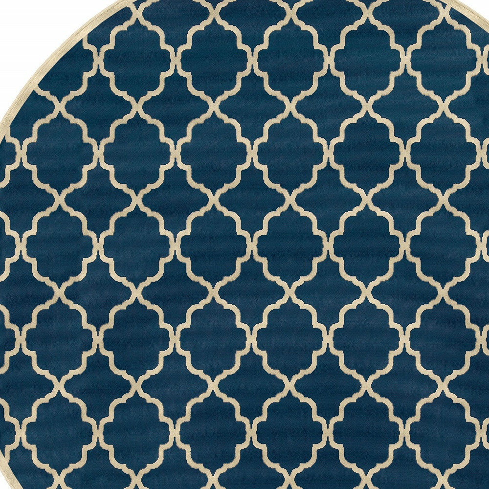 2' X 4' Blue and Ivory Indoor Outdoor Area Rug