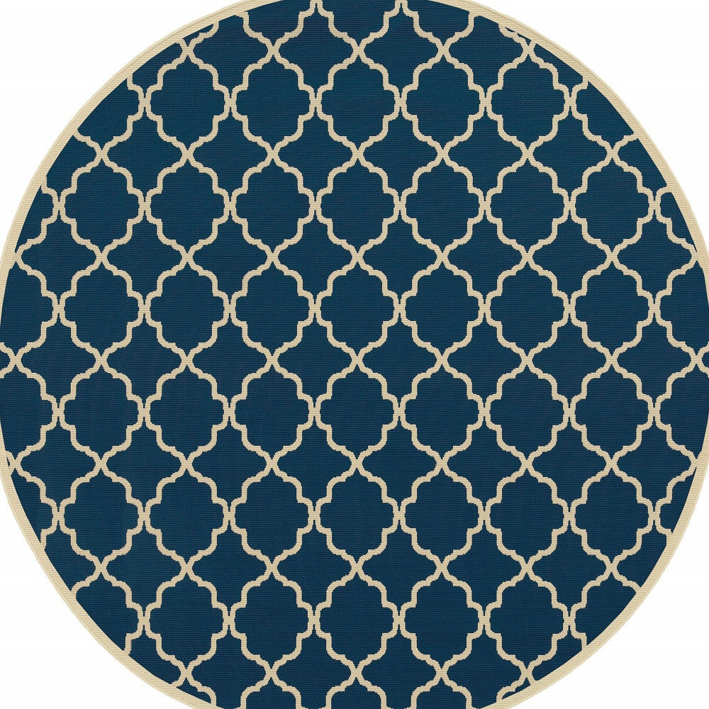 2' X 4' Blue and Ivory Indoor Outdoor Area Rug