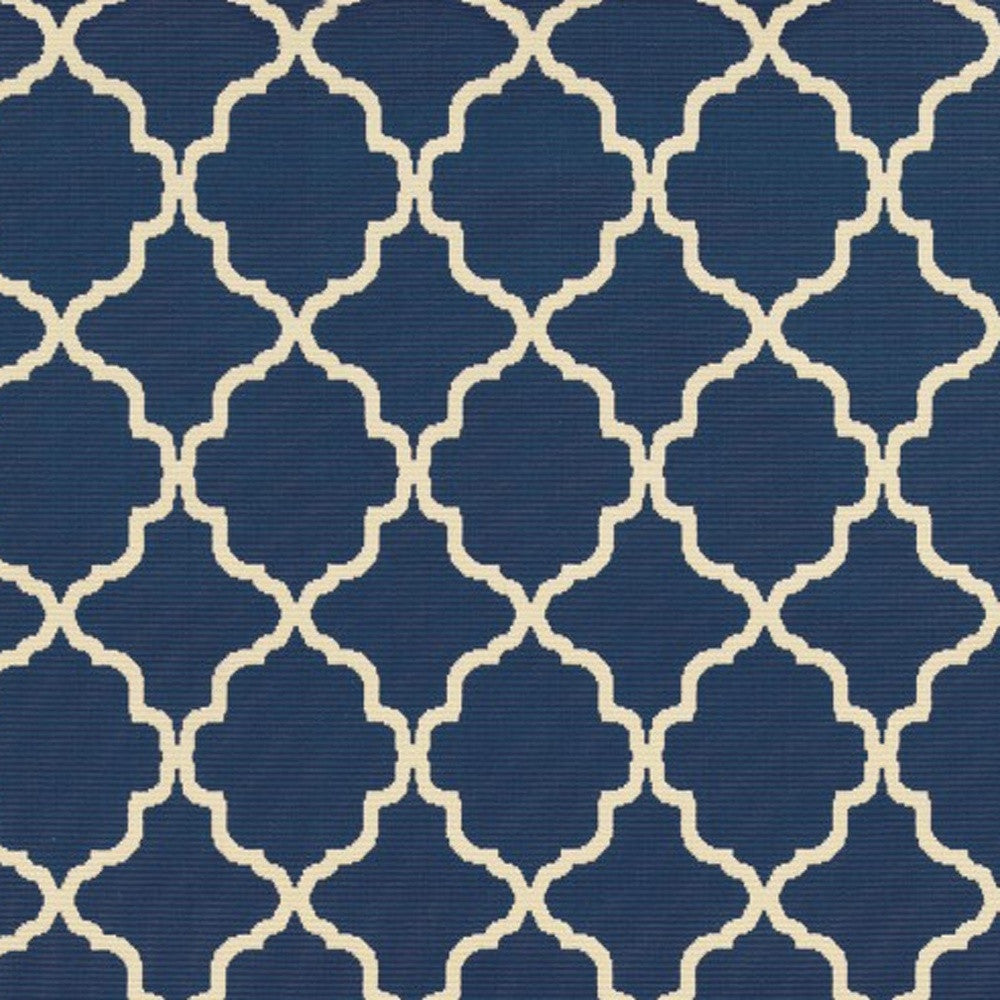 7' x 10' Blue and Ivory Indoor Outdoor Area Rug