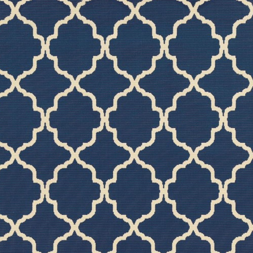 2' X 4' Blue and Ivory Indoor Outdoor Area Rug