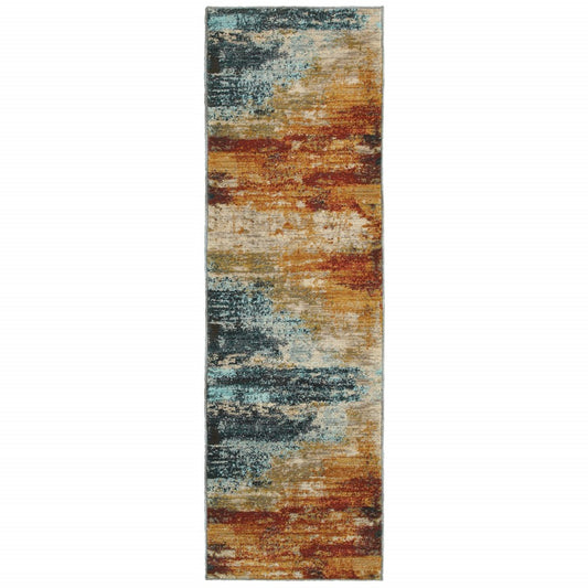 2’X3’ Blue And Red Distressed Scatter Rug