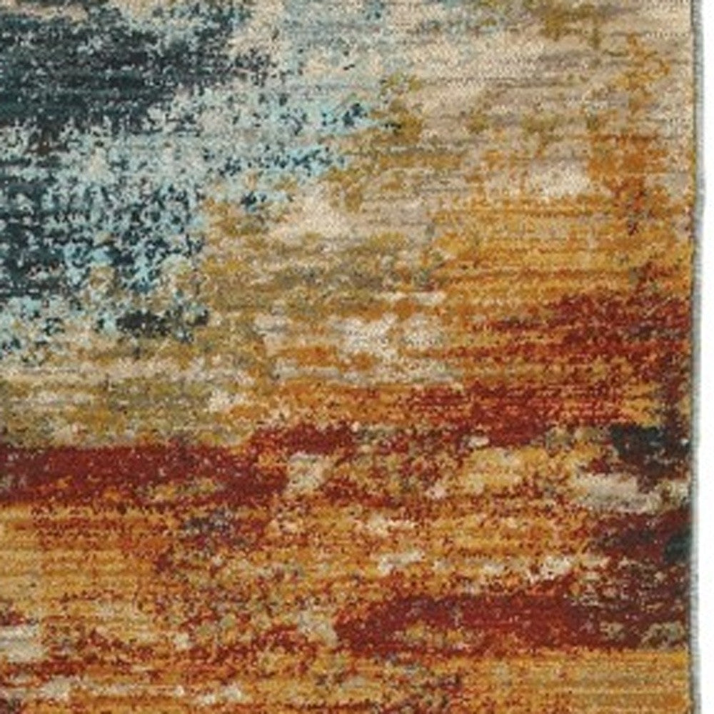 2' X 3' Blue And Red Distressed Scatter Rug