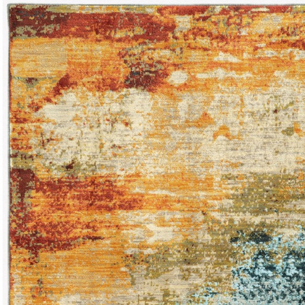 2’X8’ Blue And Red Distressed Runner Rug