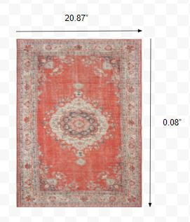 5' X 8' Red And Gray Oriental Area Rug