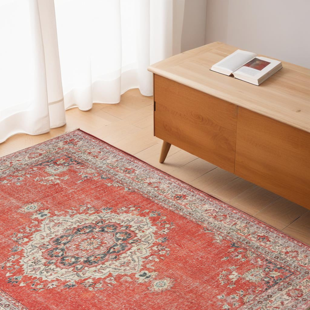 8' X 10' Red and Gray Power Loom Area Rug