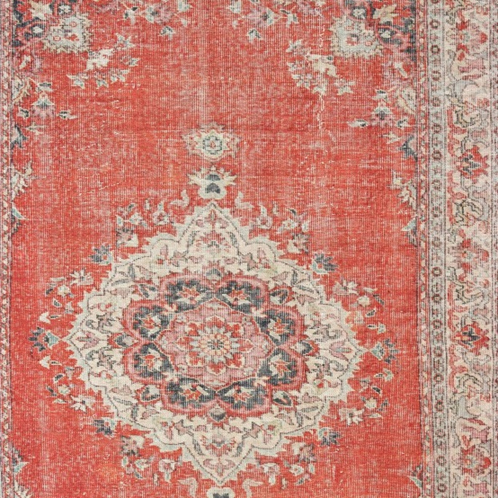 5' X 8' Red And Gray Oriental Area Rug