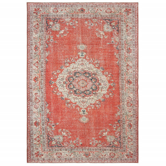 4' X 6' Red And Gray Oriental Area Rug