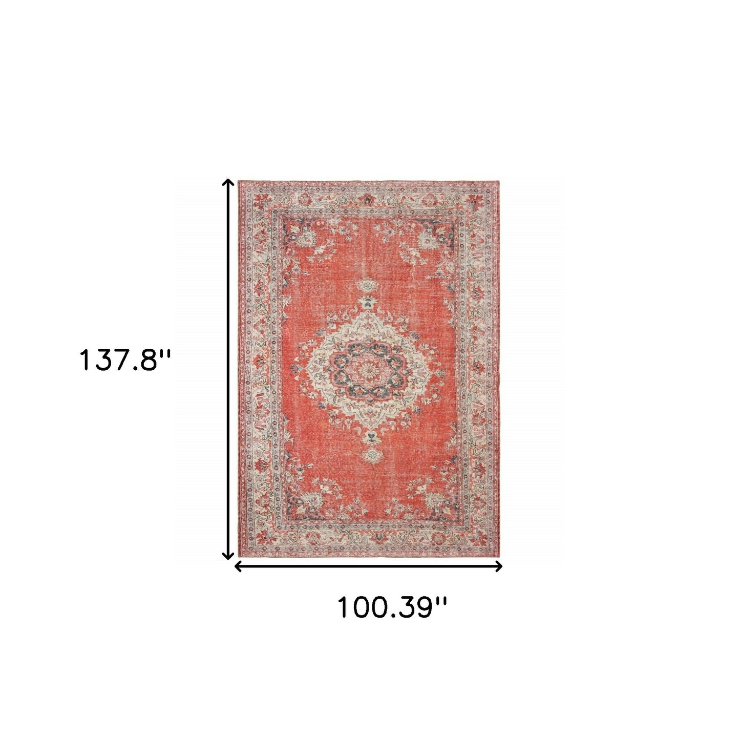 5' X 8' Red And Gray Oriental Area Rug