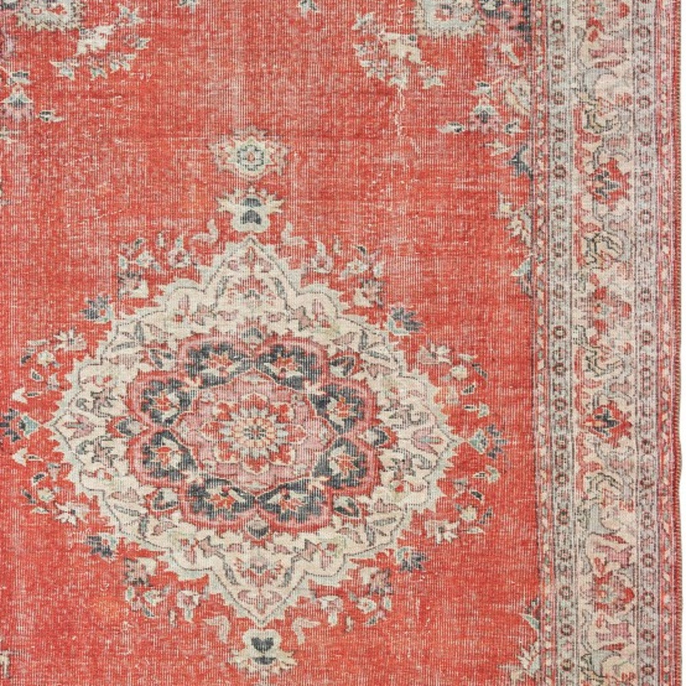 5' X 8' Red And Gray Oriental Area Rug