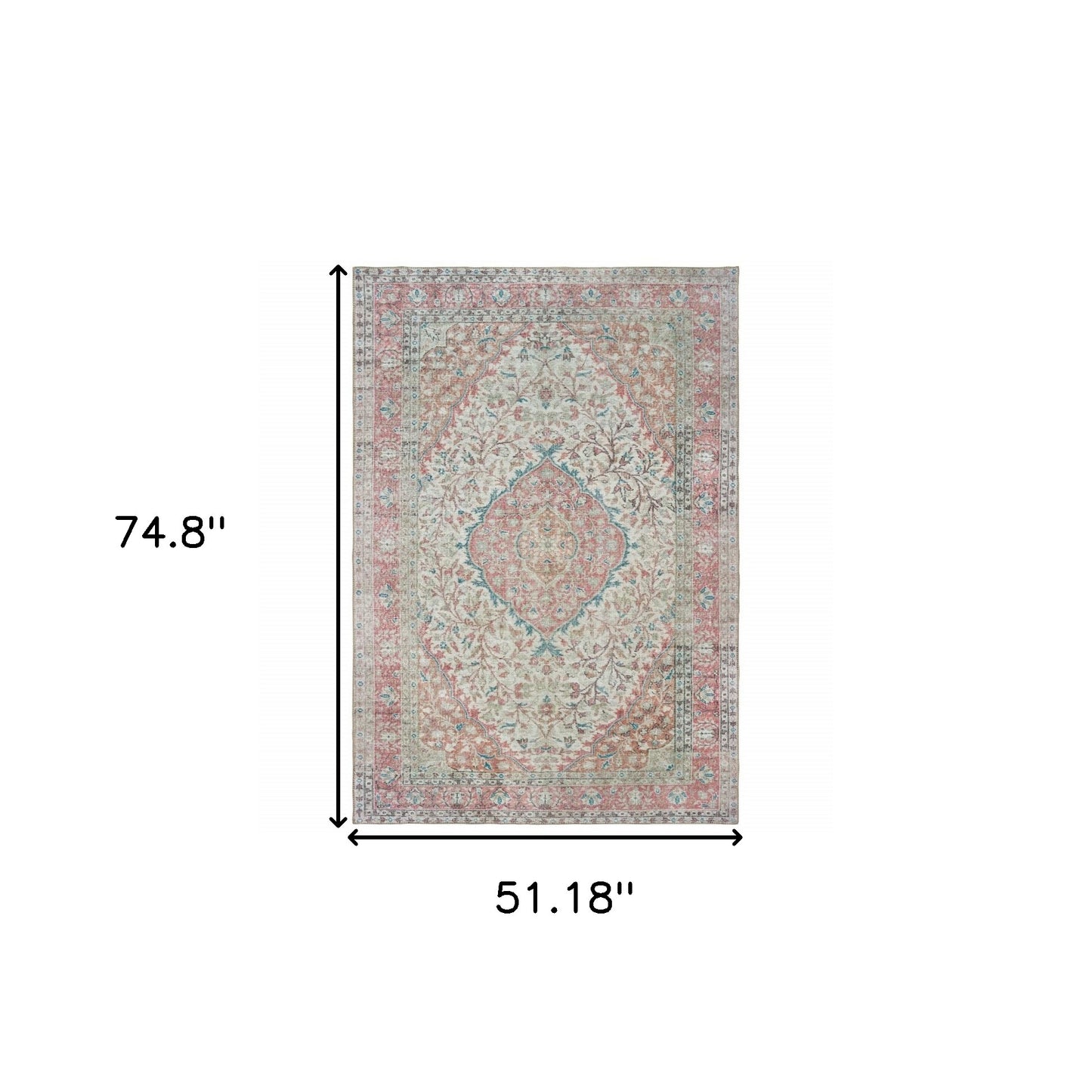 8' X 10' Ivory And Pink Oriental Area Rug