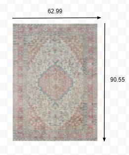 5' X 8' Ivory And Pink Oriental Area Rug