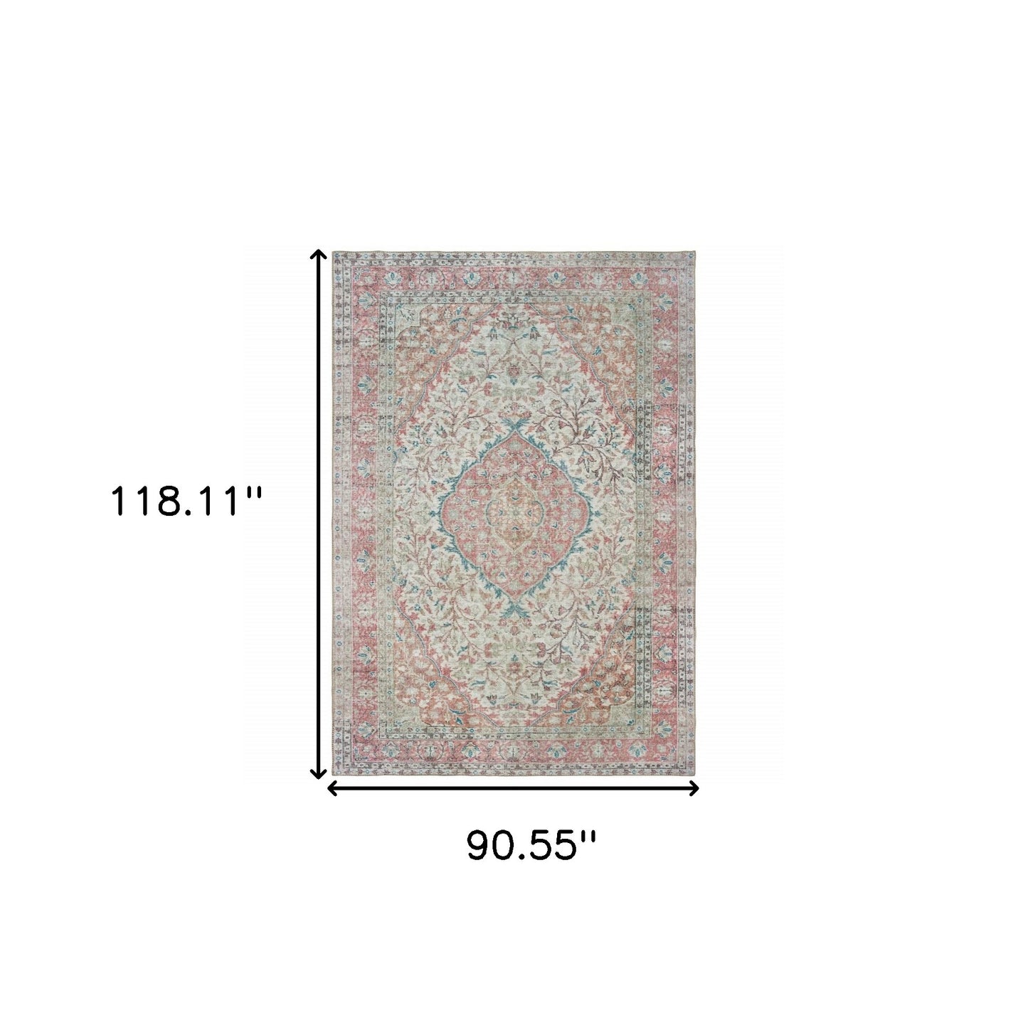 5' X 8' Ivory And Pink Oriental Area Rug