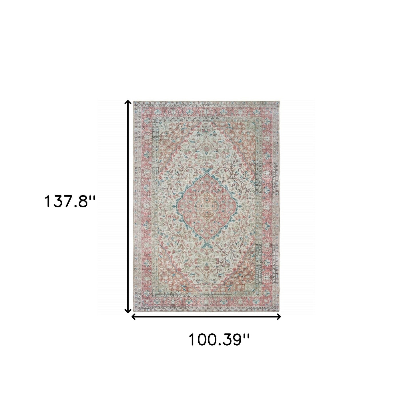 8' X 10' Ivory And Pink Oriental Area Rug