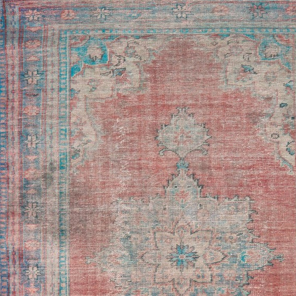 5' X 8' Red And Blue Oriental Area Rug