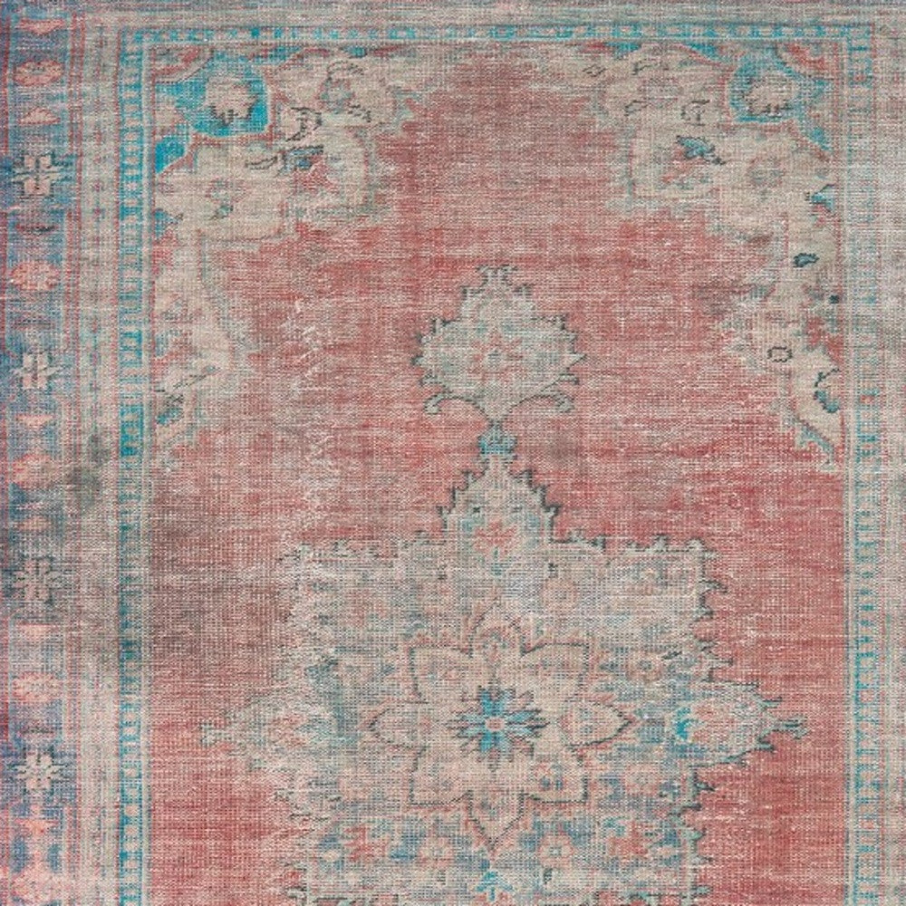 5' X 8' Red And Blue Oriental Area Rug