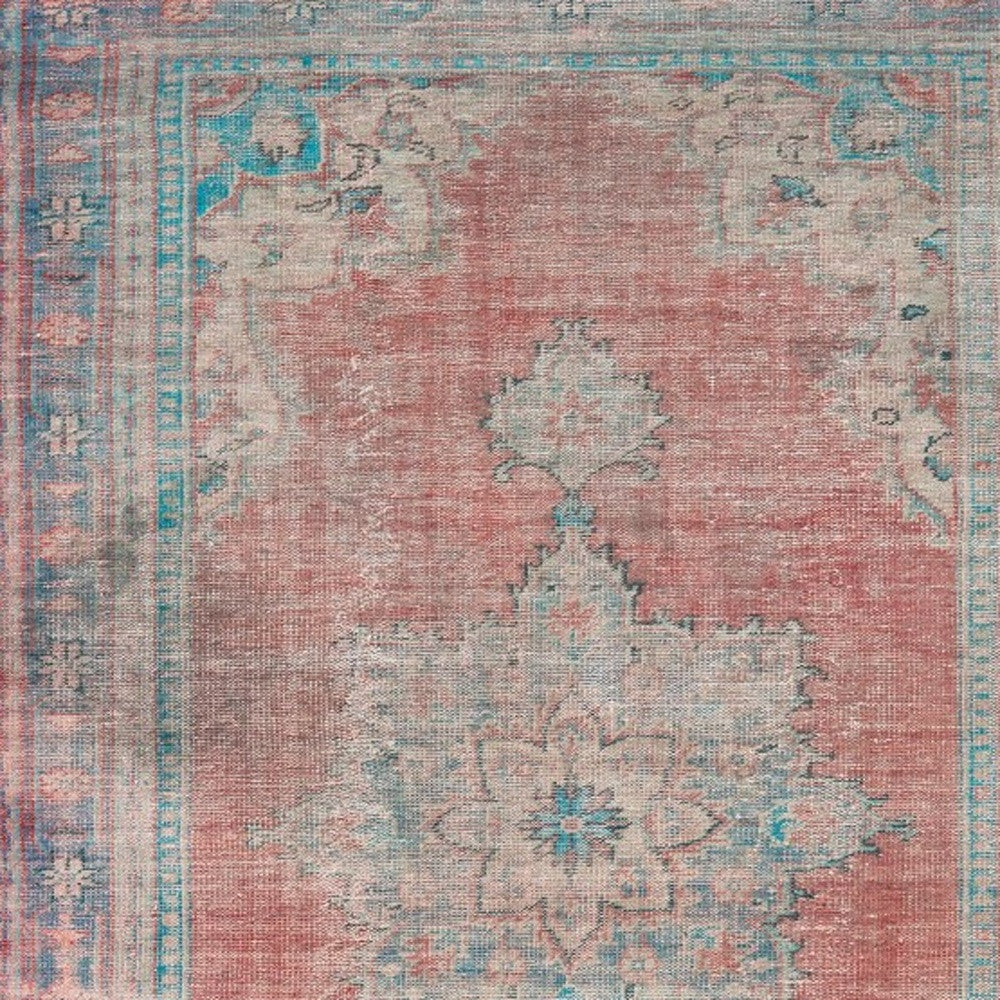 5' X 8' Red And Blue Oriental Area Rug