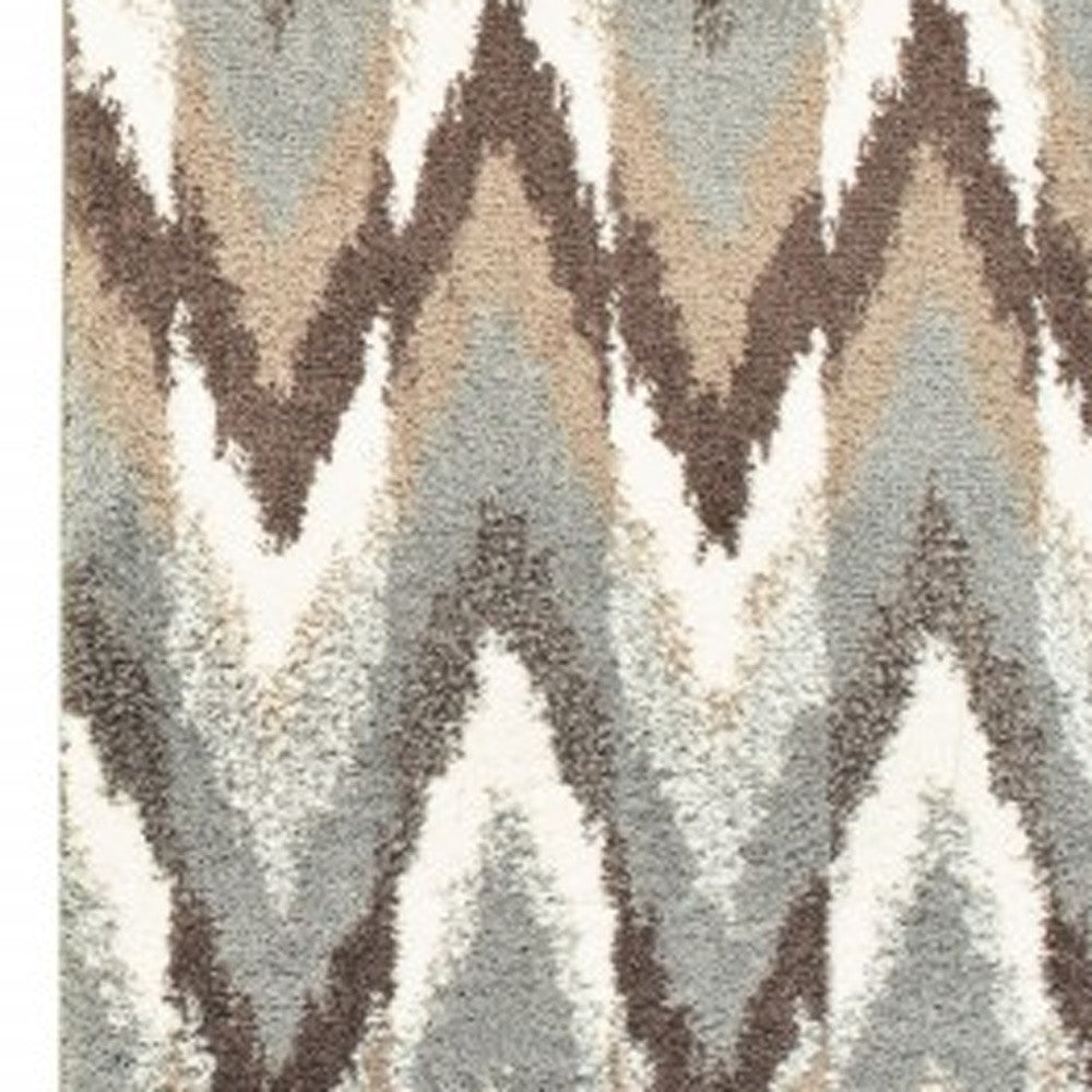 2' X 8' Gray And Taupe Ikat Pattern Runner Rug